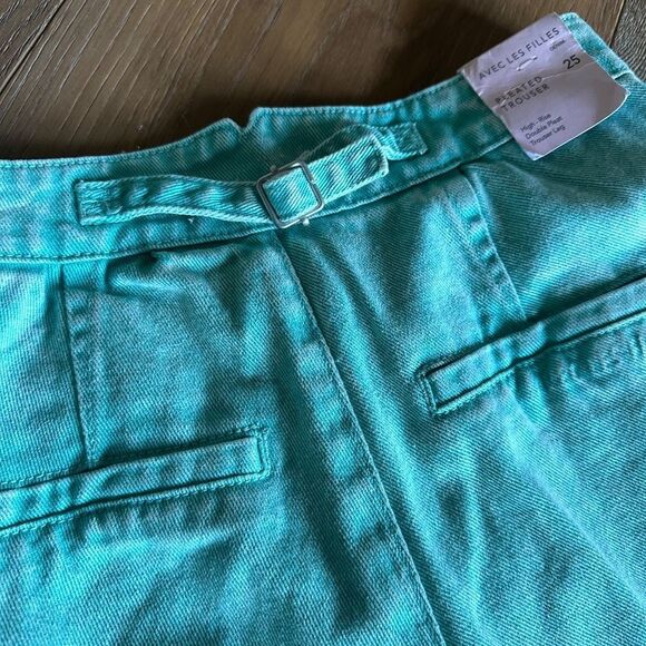 AVEC LES FILLES High Waist Wide Leg Jeans In Aloe Mist - Picture 11 of 12